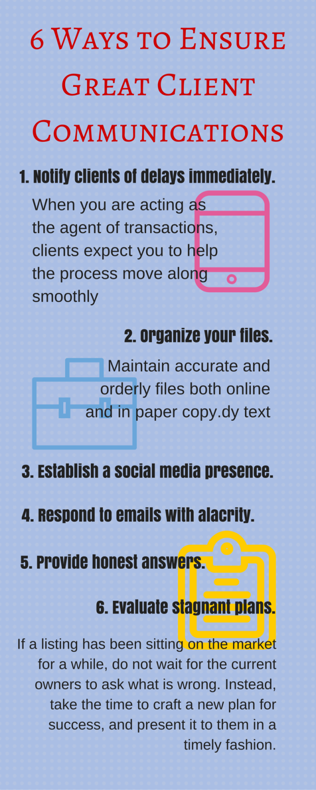 6 Ways to Ensure Great Client Communications Infographic by Roman Temkin